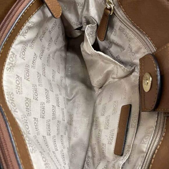 Michael Kors MK Designer Hamilton Saffiano Satchel Tan Purse Handbag - Picture 8 of 10